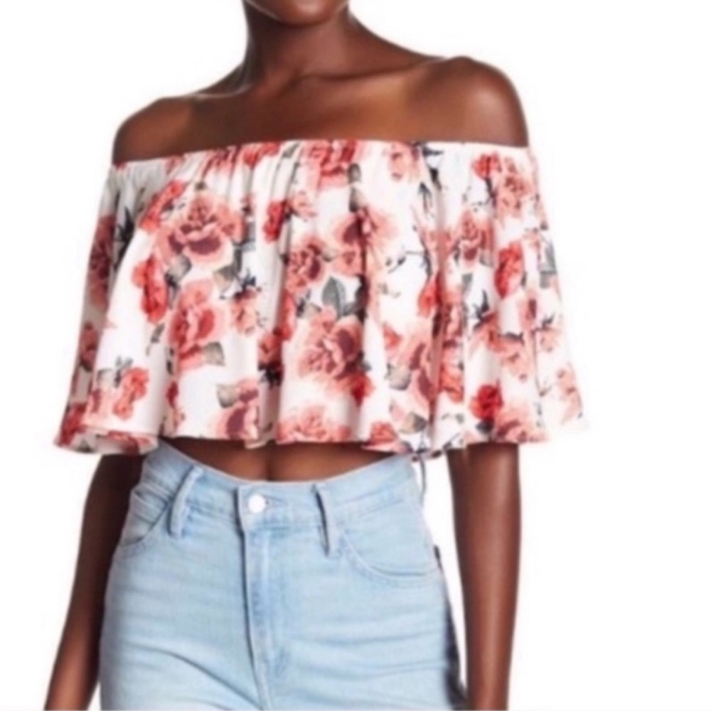 Show Me Your Mumu Ruffle Crop; Romantic Rose